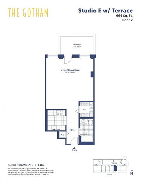 a floor plan of studio ew terrace apartment